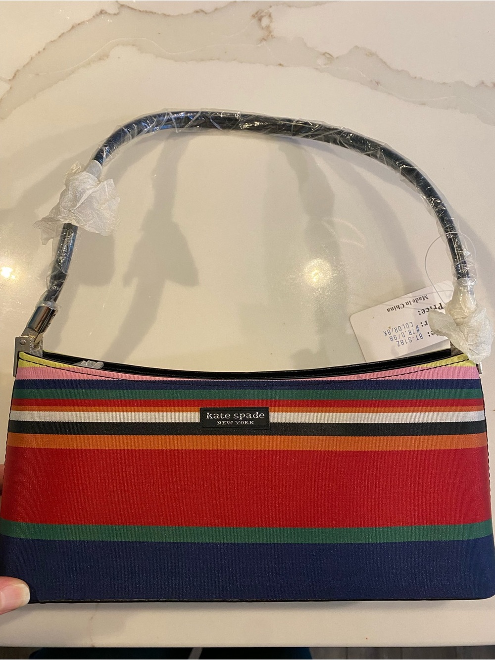 kate spade Multi-Stripe Canvas Shoulder Bag in Red, Navy, Green